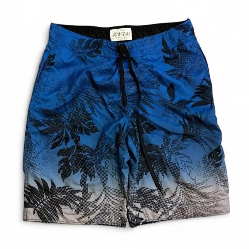 Aeropostale Vintage Y2K Blue Palm Leaf Board Shorts